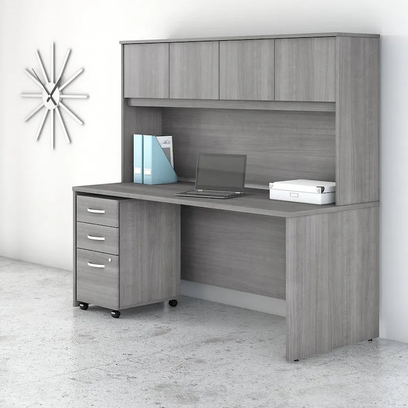 72 Office Desk with Hutch & 3-Drawer Mobile File Cabinet
