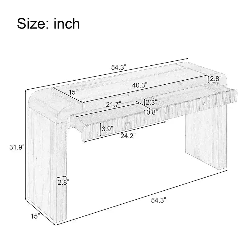 Whisen Rustic Console Table Entryway Table Side Table with Fluted Drawer Front