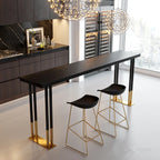 Luxury Rectangle Wooden Bar Table Gold Sled Base for Dining