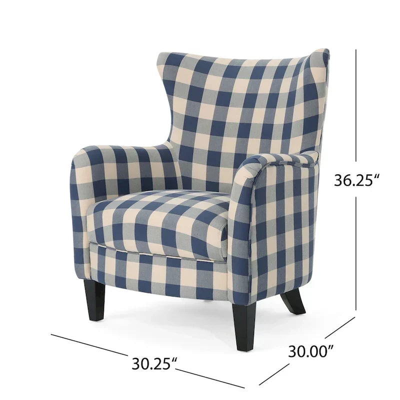 Modern Retro 30.25 High Back Upholstered Arm Chair with Wood Legs for Living Room