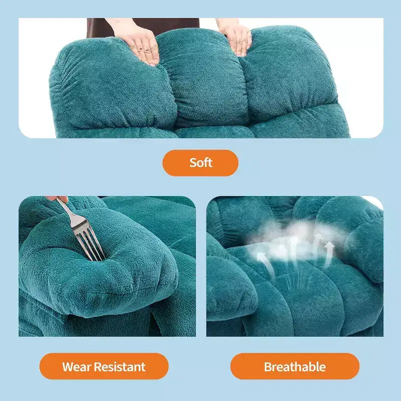 Manual recliner, ergonomic breathable fabric recliner with side pockets, single sofa, suitable for living room bedroom
