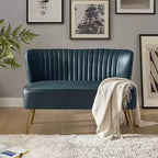 47 Contemporary Wingback Loveseat, Armless 2-Seater Sofa with Metal Legs for Living Room or Bedroom