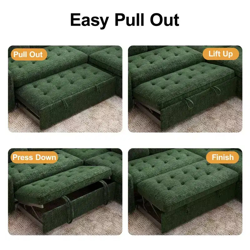 Dyonery 7-seater reclining sofa, modular sofa, side table with hidden storage, rechargeable