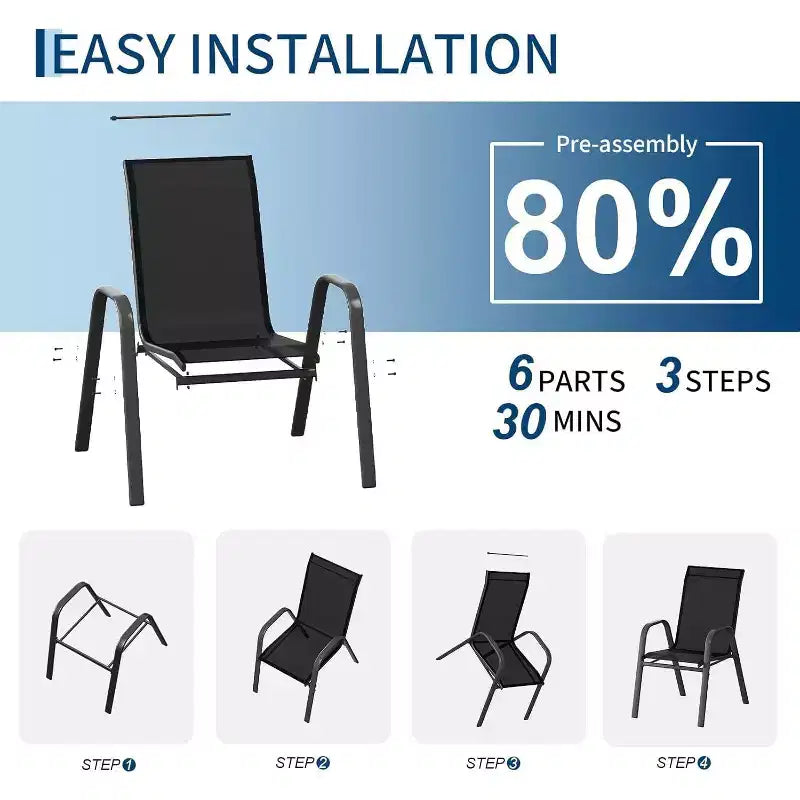 Patio Chairs,Outdoor Stackable Dining Chairs Set of 4/6 All Weather Lightweight Textilene Outdoor Chair Sets with Armrests for Backyard,Pool Deck