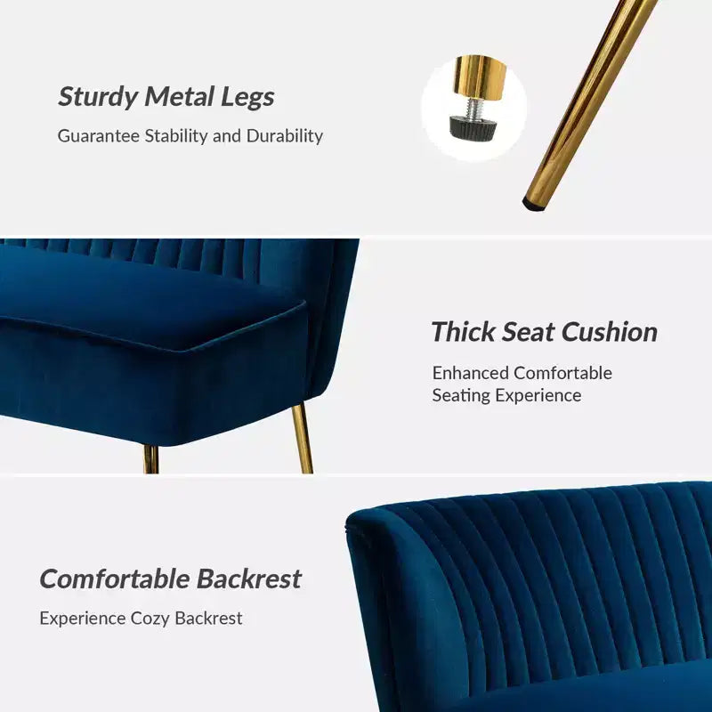 Causeuse en velours Nicolas | Canapé 2 places contemporain pour salon et chambre à coucher avec dossier capitonné | Karat Home