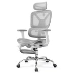 Chaise de bureau ergonomique en maille GALAXHERO, chaise pivotante inclinable à dossier haut et robuste, chaise de maison avec support lombaire, vérin à gaz SGS classe 4, blanc