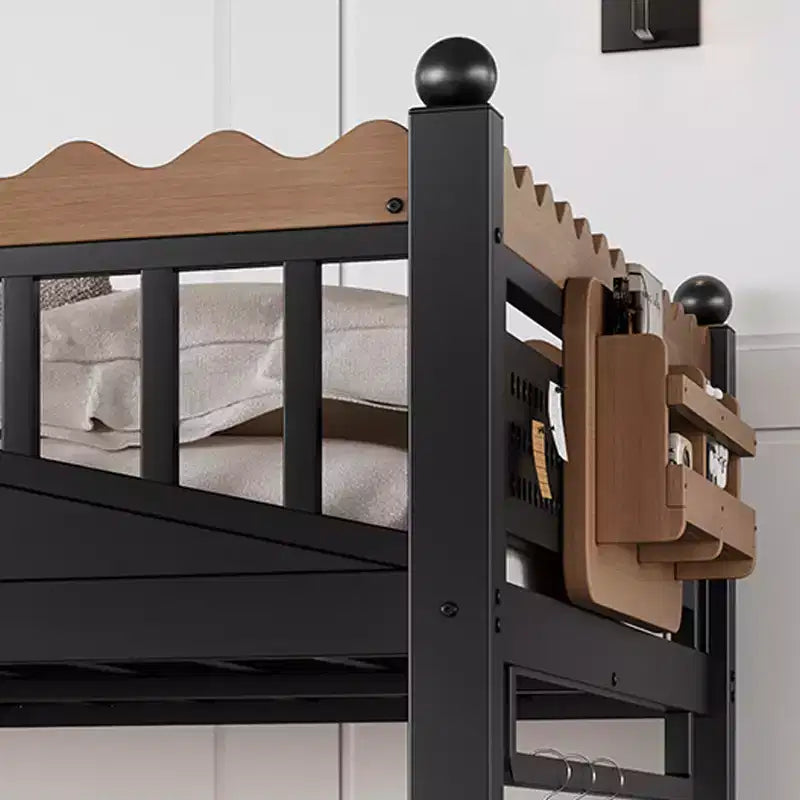 Lit mezzanine en métal ModernLuxe Twin XL/Full/Queen avec escaliers de rangement et étagères, cadre de lit mezzanine robuste, noir