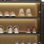 Led-lit Shoe Cabinet with Adjustable Shelves Transparent Doors