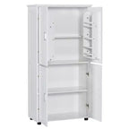 Whisen Minimalist Style Tall and Wide Storage Cabinet, Freestanding Cabinet with 4 Doors and Adjustable Shelves for Bathroom, Office - White
