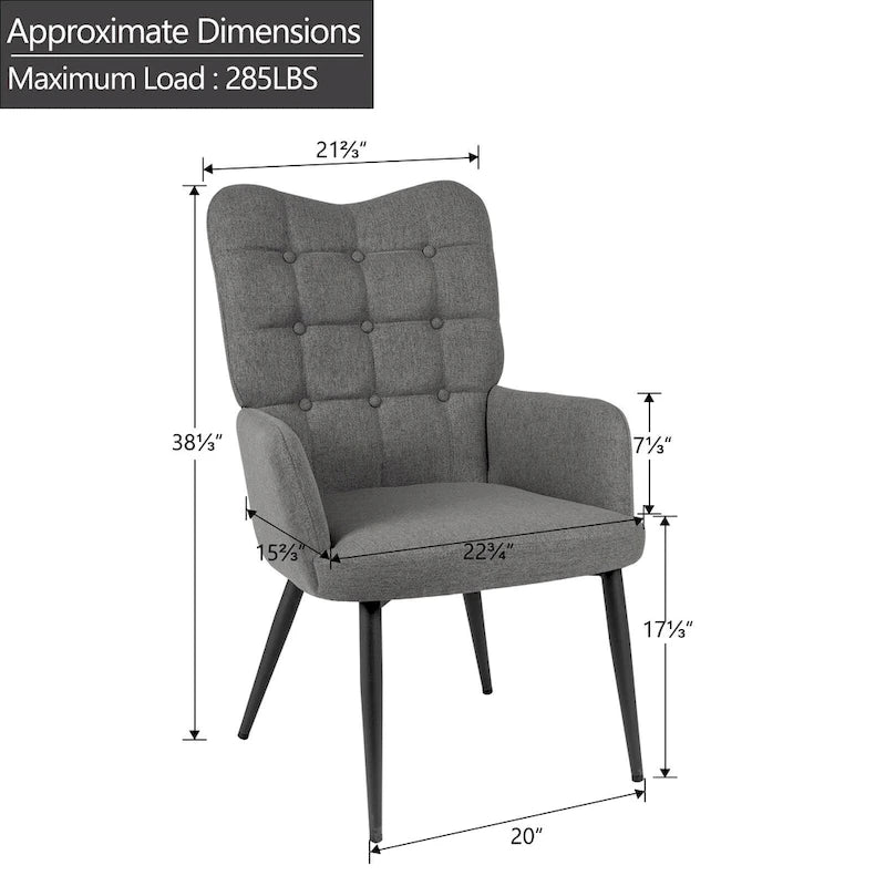 High-back Button Tufted Wingback Accent Chair
