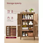 VASAGLE LIRY Collection - Farmhouse Storage Cabinet, Bathroom Floor Cabinet with Barn Doors, Freestanding Kitchen Pantry, Adjustable Shelves