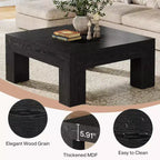 Table basse carrée Lantine de 99 cm pour salon, table basse d'appoint style ferme avec pieds en bois robustes, montage facile