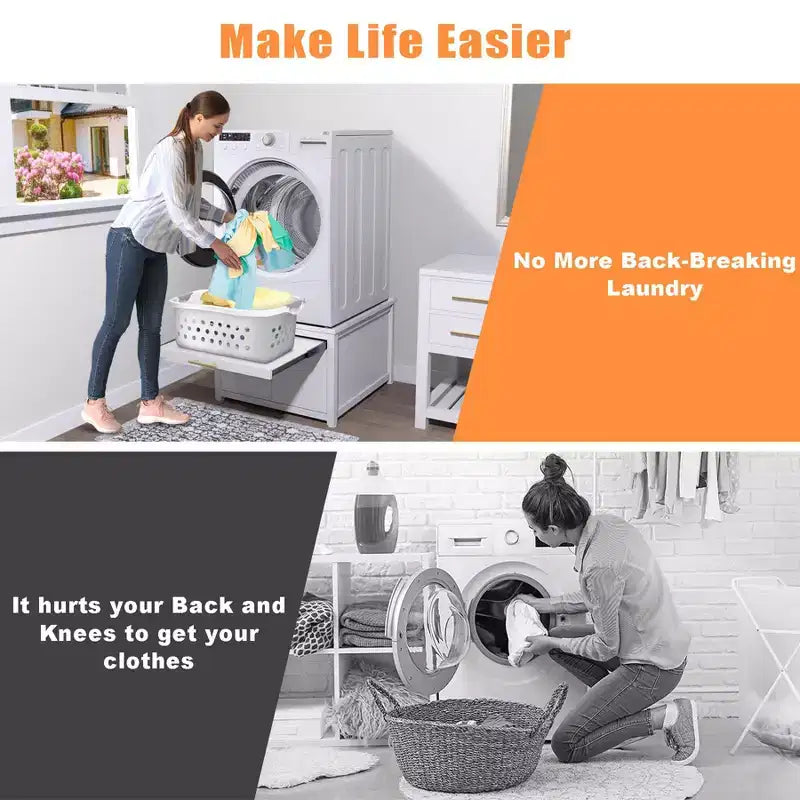 Piedestal en métal renforcé noir/blanc pour laveuse et sécheuse – Unité simple, anti-vibration