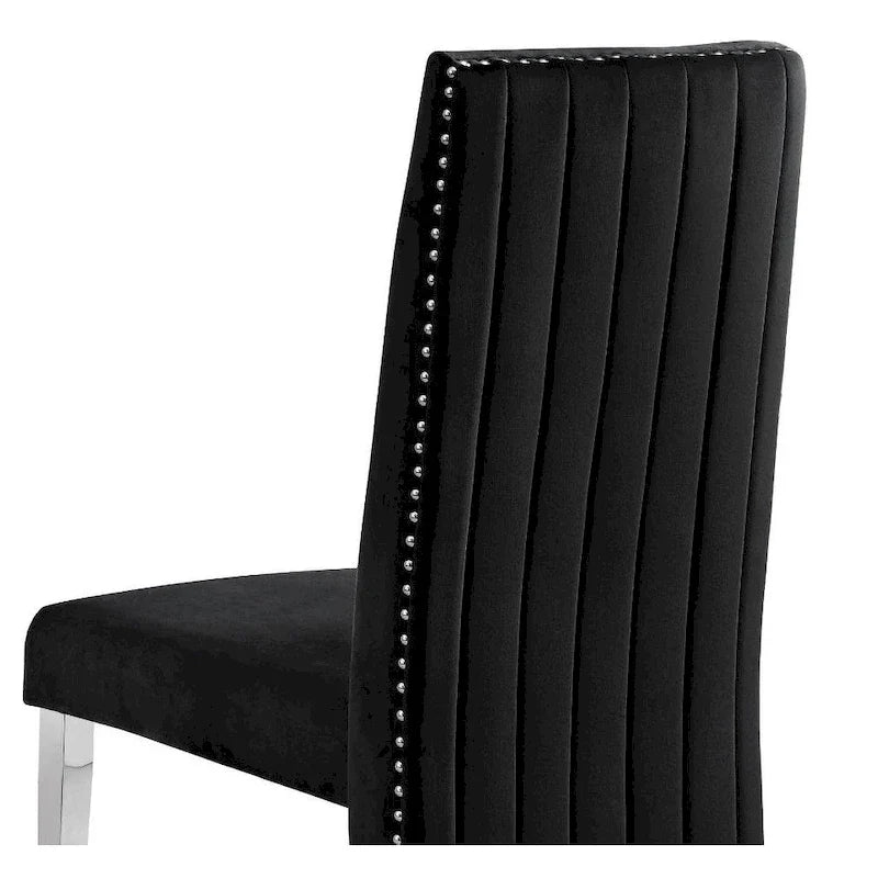 Best Quality Furniture Dining Chair includes Pleated Back, Nailhead-Trimmed, Chrome-Legged Chair (Set of 2)