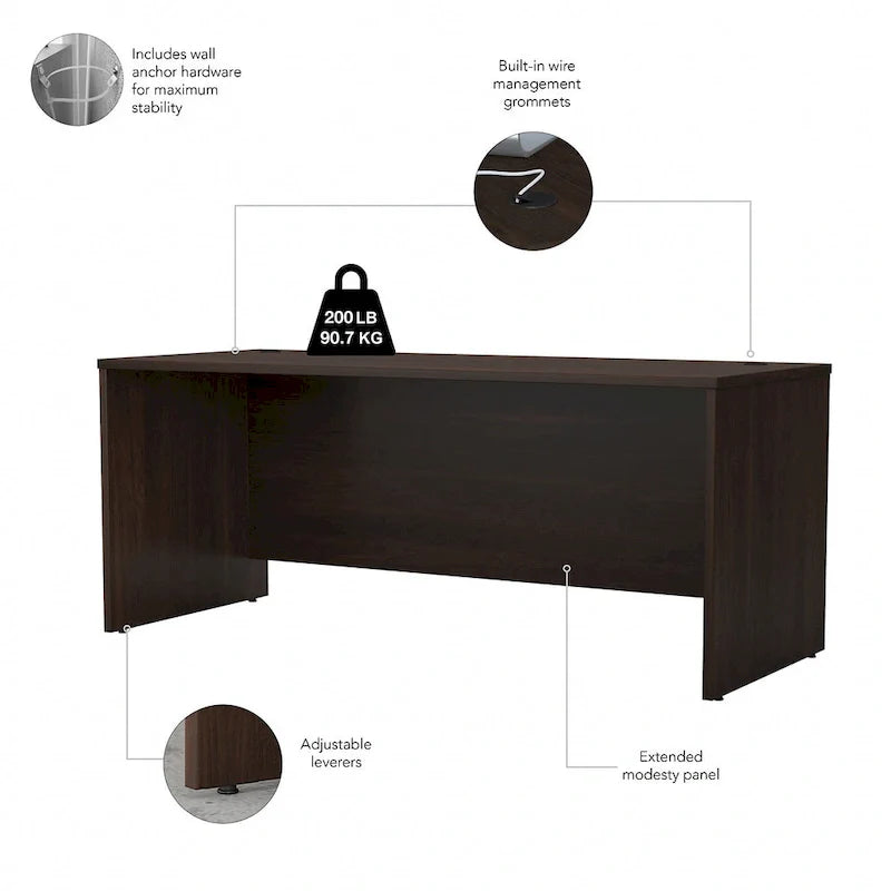 72 Office Desk with Hutch & 3-Drawer Mobile File Cabinet
