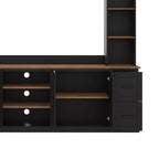 ModernLuxe 4-in-1 Farmhouse Entertainment Center Wall Unit, Fits TVs Up to 70, TV Stand Media Console w/ Adjustable Shelves & Drawers