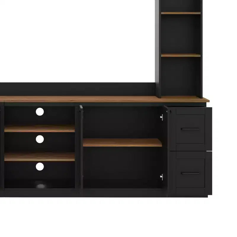 ModernLuxe 4-in-1 Farmhouse Entertainment Center Wall Unit, Fits TVs Up to 70, TV Stand Media Console w/ Adjustable Shelves & Drawers