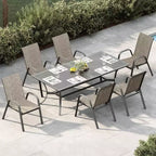 Patio Chairs,Outdoor Stackable Dining Chairs Set of 4/6 All Weather Lightweight Textilene Outdoor Chair Sets with Armrests for Backyard,Pool Deck