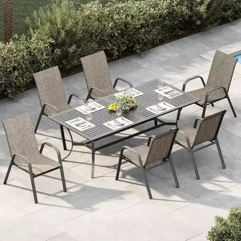 Patio Chairs,Outdoor Stackable Dining Chairs Set of 4/6 All Weather Lightweight Textilene Outdoor Chair Sets with Armrests for Backyard,Pool Deck