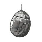 Waterproof Outdoor Wicker Hanging Basket Chair with Cushions, Hammock Seat - 300 lbs Capacity