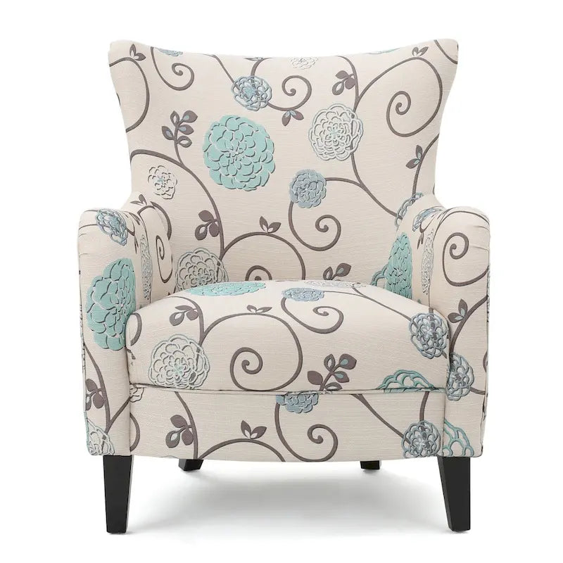 Modern Retro 30.25 High Back Upholstered Arm Chair with Wood Legs for Living Room