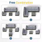Outdoor 7-Piece Patio Furniture Set, Wicker Patio Conversation Sets with Cushions and Coffee Table, Outdoor Modular Sectional Sofa