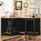 Grand meuble de caisse d'angle pour 2 chiens, cage pour chien en forme de L - 58,7X41,1