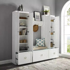 4pc Harper Entryway Set with Bench, Shelf & 2 Pantry Closets: Organizer with Coat Rack - Crosley