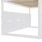 Lit mezzanine bas pour enfants avec toboggan et étagères de rangement, cadre de lit mezzanine en bois avec tente et escaliers