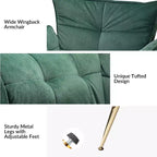Set of 2 Jonat Contemporary Velvet Wooden Upholstered Armchair with Metal Legs for Bedroom and Living Room| ART OF LIVING DESIGNS