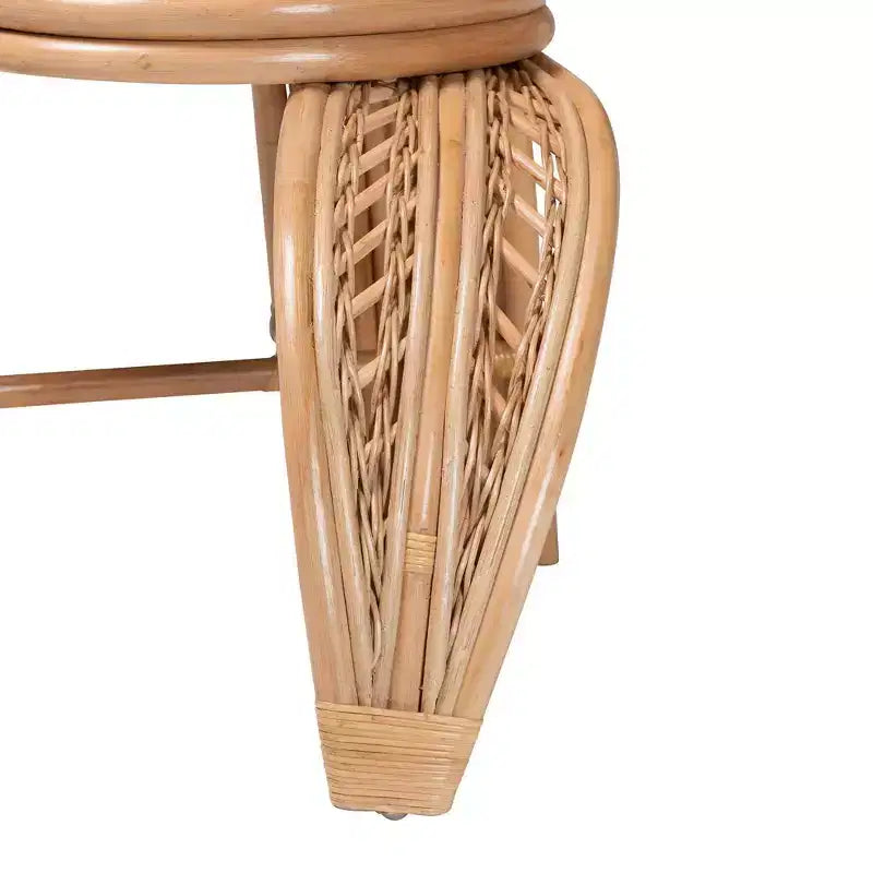 bali & pari Gresham Natural Rattan Leaf Accent Chair White/Natural Brown: Handcrafted, Foam Cushioned, No Assembly Required