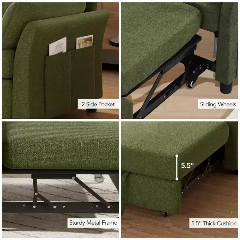 Dyonery 51 3-in-1 Sleeper Sofa Bed, Convertible Loveseat with Pull-Out Bed, Adjustable Backrest, Linen Couch