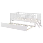 Whisen Twin Size Wood Platform Bed with Guardrail and 2 Drawers