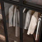 47.2 Wide Armoire LED Light All Glass Door Closet Cabinet Wardrobe