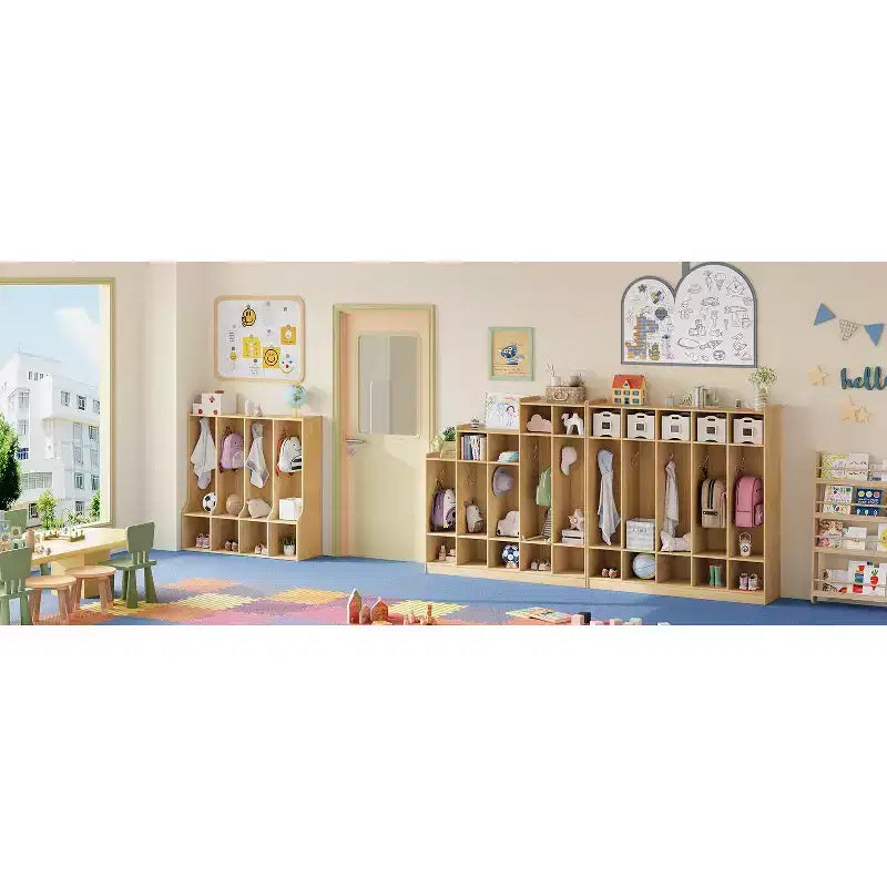 Acekool 4-Section Kids Coat Locker with 4 Cubbies & 8 Hooks for Classroom, Nursery & Home