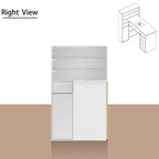 White Nail Table with Built-in Dust Extractor, Tempered Glass Display, Gold Handles Nail Salon Station Makeup Vanity Makeup Table