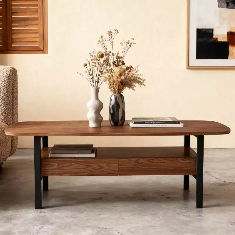 Gaoyangjiaju 47.2 Inch Wooden Coffee Table with Storage Drawers