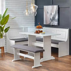 Buylateral 3pc Polly Farmhouse Upholstered Solid Wood Breakfast Nook Dining Set