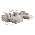 141.73 Modular Sectional Sofa, Corduroy U Shaped Sofa Couch with Ottomans