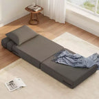 Folding Sofa Bed Chair with Pillow  Convertible Futon with Memory Foam & Removable Linen Cover for Lounge or Guest Room