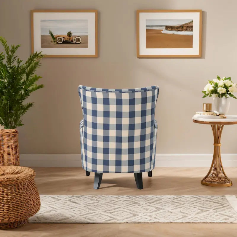 Modern Retro 30.25 High Back Upholstered Arm Chair with Wood Legs for Living Room