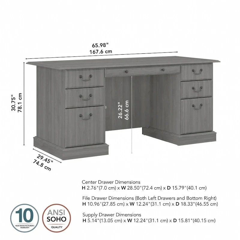 Bush Furniture Saratoga Executive Desk with Drawers and Storage
