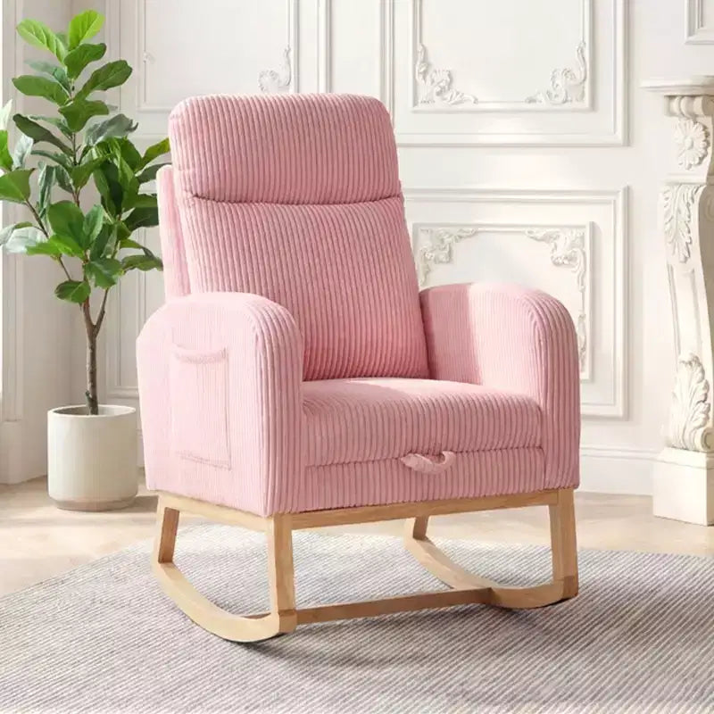 Fauteuil à bascule pour chambre d'enfant, Fauteuils à bascule d'allaitement avec repose-pieds, Fauteuil inclinable à bascule confortable avec pochette latérale, pour salon, chambre à coucher