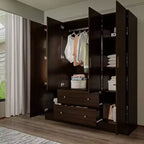 Hitow Armoire 2-Large Drawer Center Hanging Area with Mirror Minimalist Style