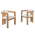 ModernLuxe 5pcs Outdoor Acacia Wood Round Dining Table Set, 47 Patio Table with 4 Cushioned Barrel Chairs for Garden/Patio/Backyard