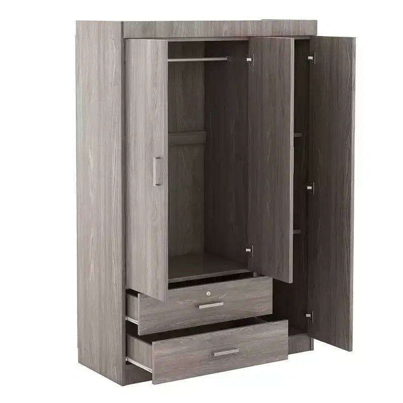 3-Door Wardrobe with Shelves and 2 Drawers, Clothing Armoire 4A - ModernLuxe