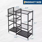 Organisateur d'outils de jardin, support de rangement à 3 niveaux pour outils de jardinage, pour jusqu'à 35 outils à long manche, support d'outils de jardin autonome pour abri de jardin