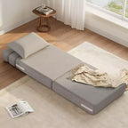 Folding Sofa Bed Chair with Pillow  Convertible Futon with Memory Foam & Removable Linen Cover for Lounge or Guest Room