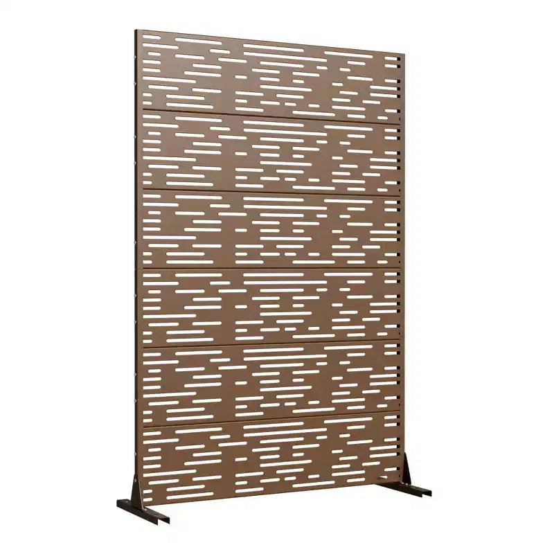 MAYEERTY Room Divider Screen Godfrey Light B-Type Brown Galvanized Sheet 72x47x16in 6-Piece Set 3-Piece Set