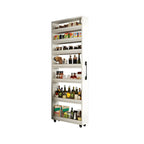 Modern Wooden Buffet Table with Open Shelves and Caster